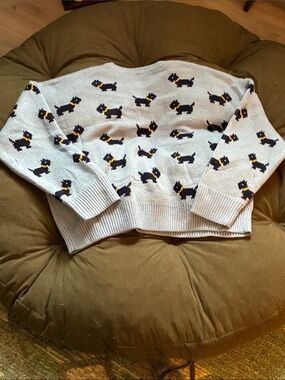 Light Blue Stranger Things Dog-Print Crewneck Sweater - Women's